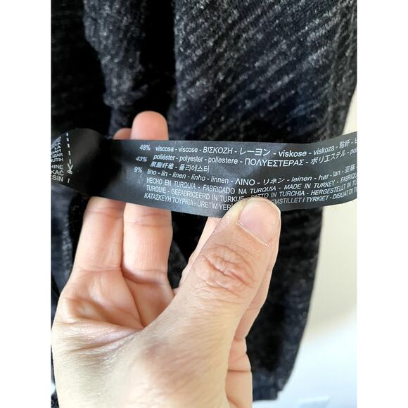 ZARA Open Front Long Linen Cardigan Black White Size Medium - Picture 4 of 5
